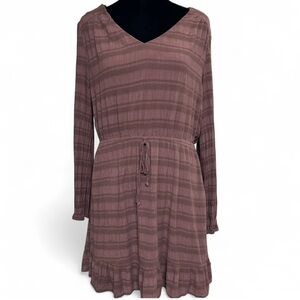 LILY ROSE Brown Ruffle Long Sleeve Dress And Ruffle Hem L Exellent Condition